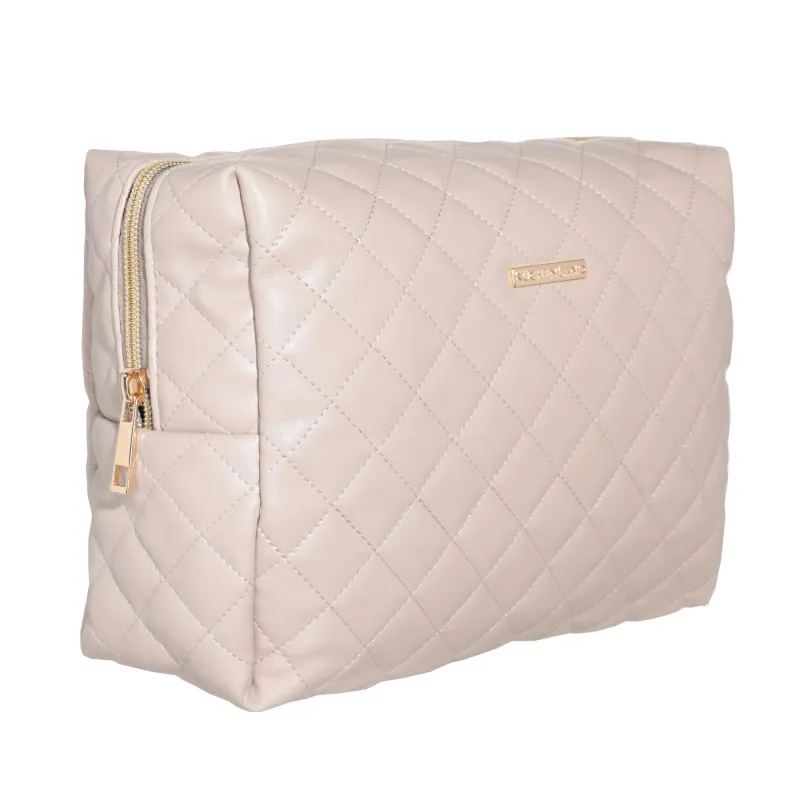 Косметичка, 25х18 см, стеганая, полиуретан, бежевая, Quilted, image-1