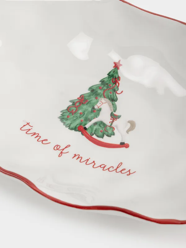 Блюдо, 31х18х6 см, керамика D, овальное, Лошадка с елкой, Christmas tree, image-4