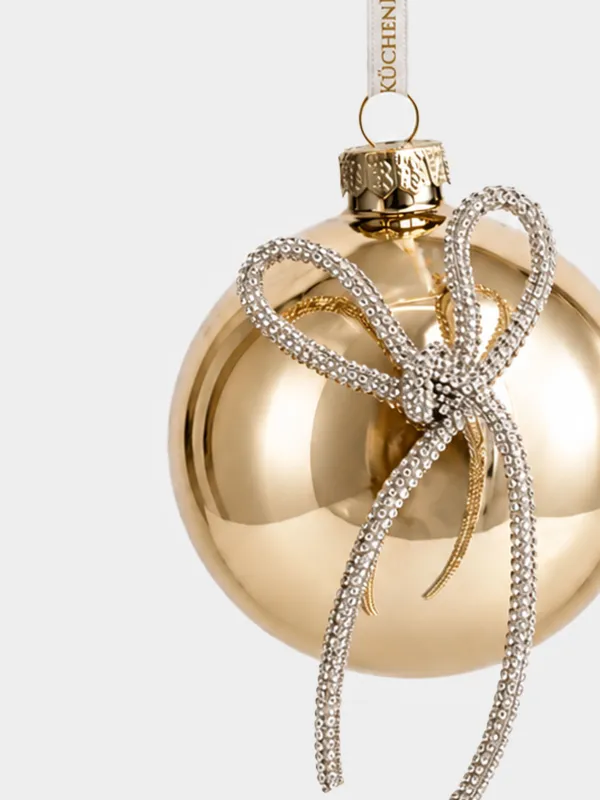 Игрушка елочная, 8 см, Шар с бантиком, Ball christmas, image-1