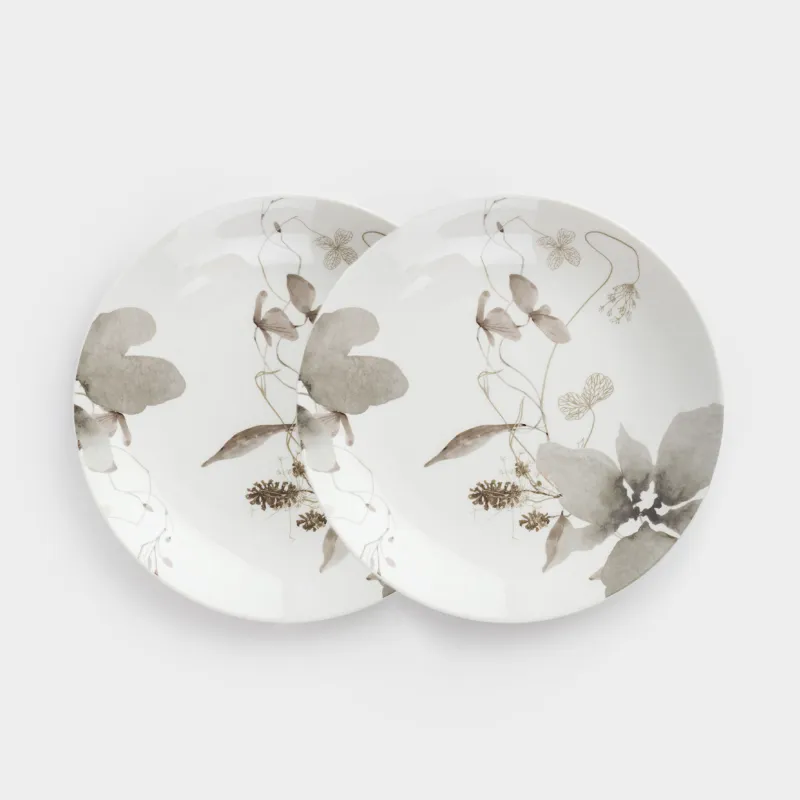 Тарелка закусочная, 23 см, 2 шт, фарфор N, Серые цветы, Watercolor