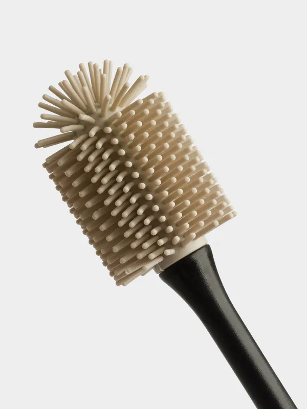 Ершик для бутылок, 30 см, силикон/пластик, серо-черный, Black clean, image-1