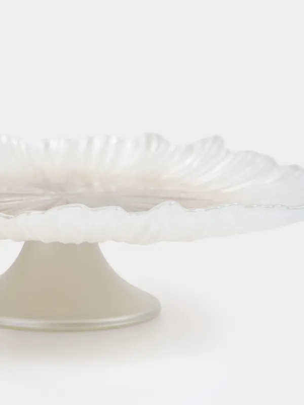 Блюдо на ножке, 28х9 см, стекло Р, молочное/шампань, Verge, image-3