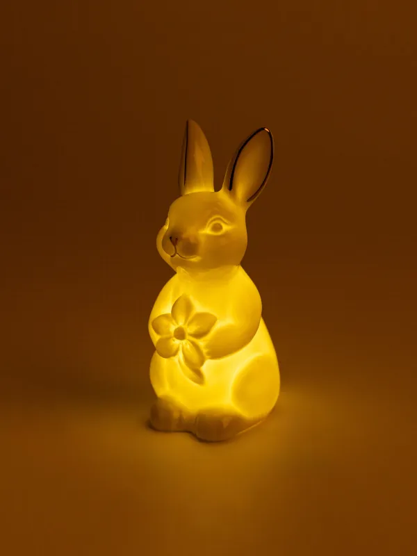 Статуэтка с подсветкой, 13 см, фарфор P, бело-золотистая, Кролик, Rustic Easter, image-4
