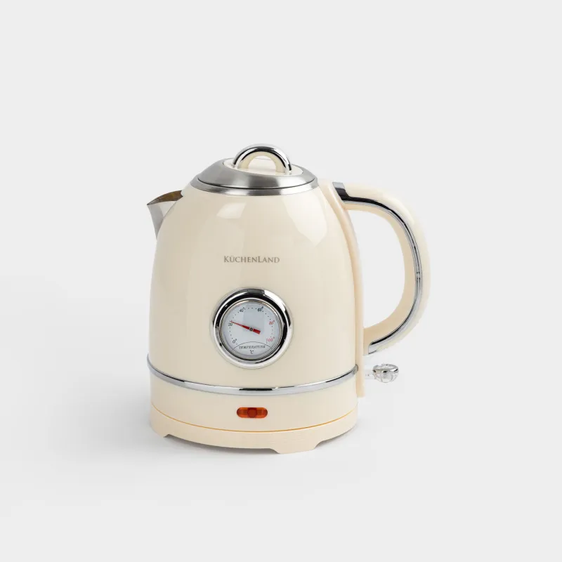 Чайник электрический, 1,5 л, 1350 Вт, сталь/пластик, молочный, Vintage kitchen