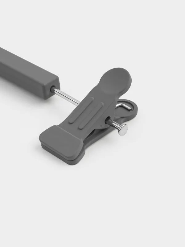 Вешалка для брюк/юбок, 35 см, 2 шт, с зажимами, пластик с покрытием, серая, Fun house, image-5