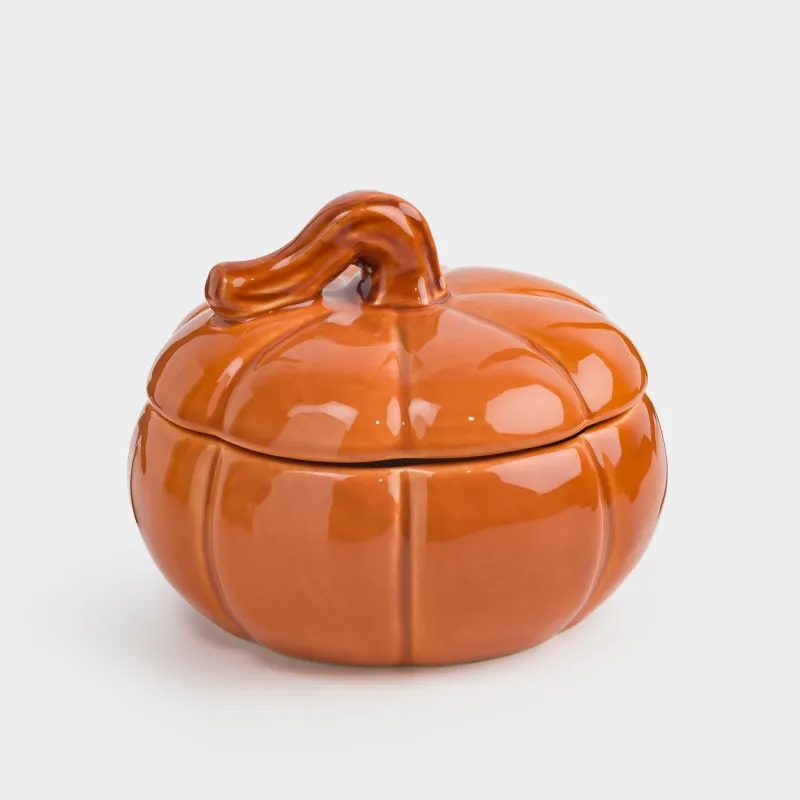 Емкость для хранения, 13х10 см, 390 мл, керамика, оранжево-коричневая, Тыква, Forest symphony