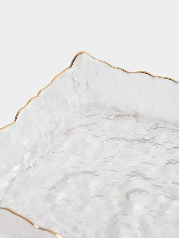 Блюдо, 15х15 см, стекло, квадратное, с золотистым кантом, Nautilus gold, image-4