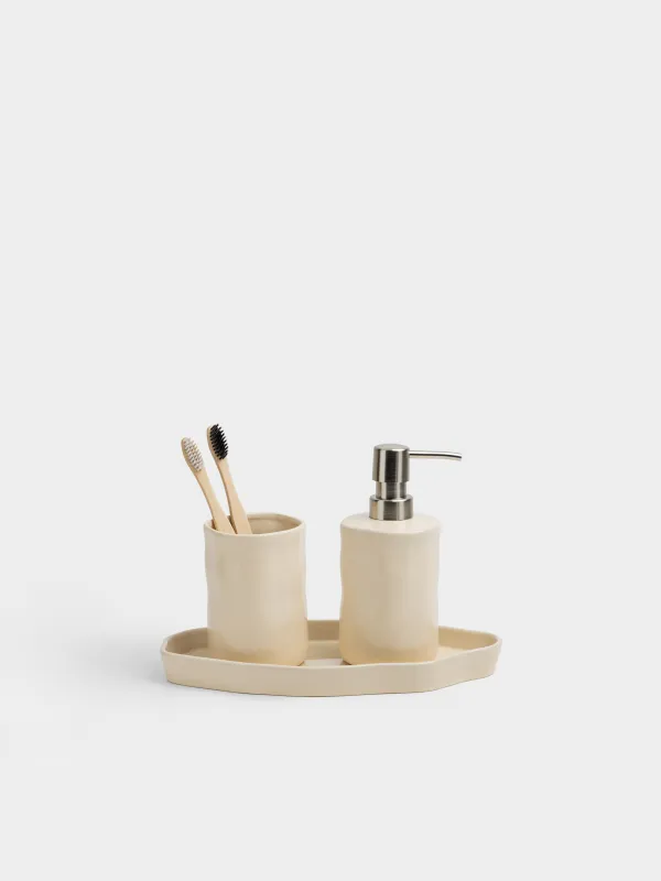 Поднос для ванной, 26x13 см, керамогранит, молочный, Kaolin, image-3