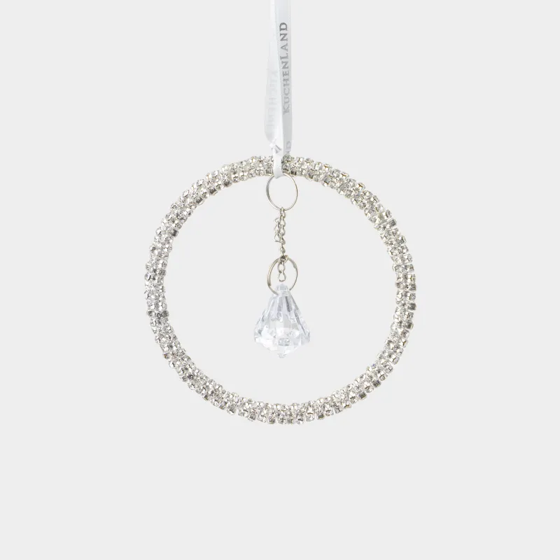 Игрушка елочная, 8 см, акрил/металл, серебристая, Подвеска с кристаллом, Ice crystal