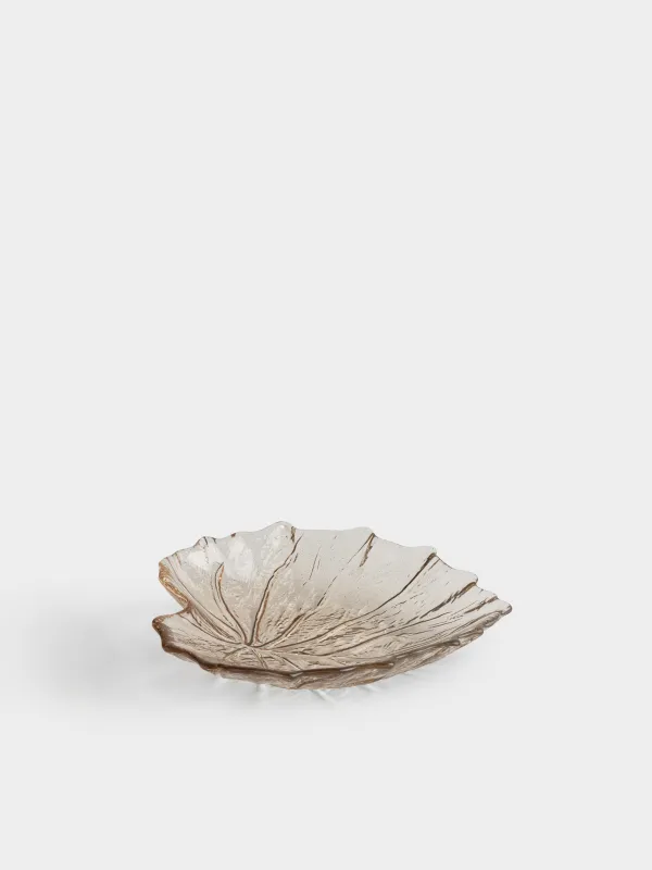 Блюдо, 16х14х2 см, стекло, зеленое, Лист, Leaves, image-4