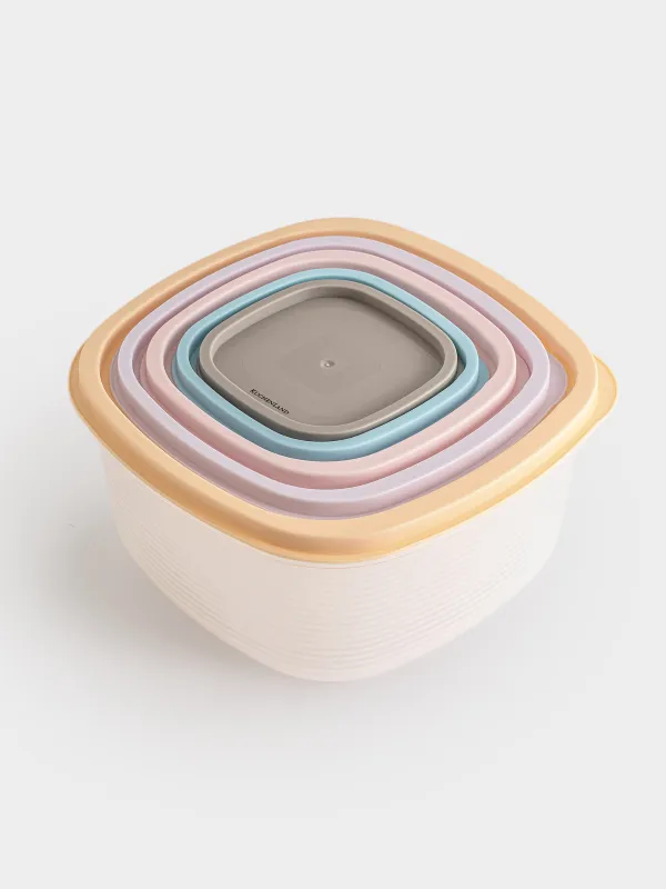 Набор контейнеров, 5 шт, пластик, квадратный, цветной, Frame, image-2