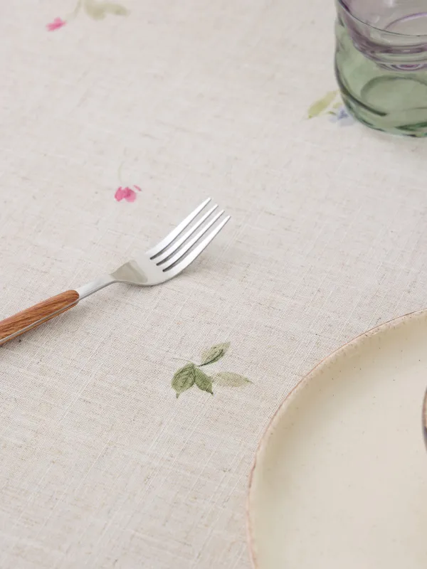 Скатерть, 170х250 см, полиэстер/лен, бежевая, Цветы, Colorful flowers, image-2