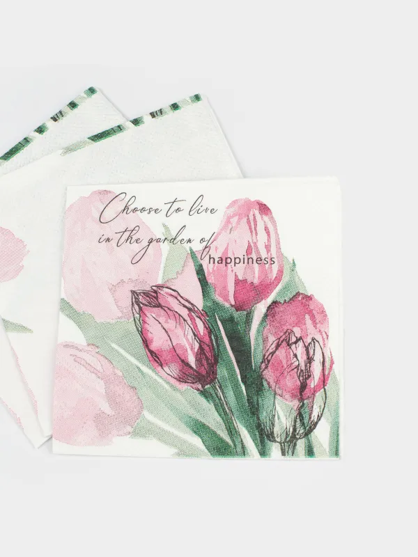 Салфетки бумажные, 21х21 см, 20 шт, Tulip garden, image-3