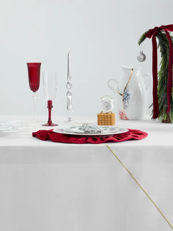 Скатерть, 160х160 см, полиэстер, белая, Золотистые линии, Revival gold, image-4