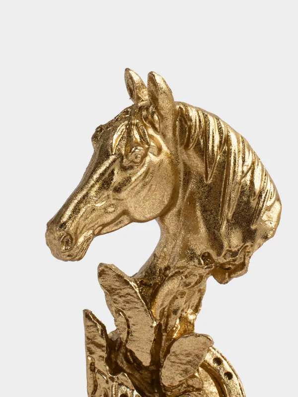 Статуэтка, 12 см, полирезин, золотистая, Голова лошади, Horse gold, image-2