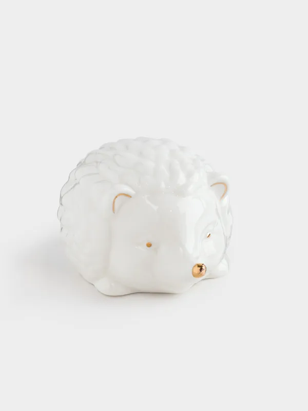 Статуэтка с подсветкой, 6 см, фарфор P, бело-золотистая, Еж, Golden glow, image-1