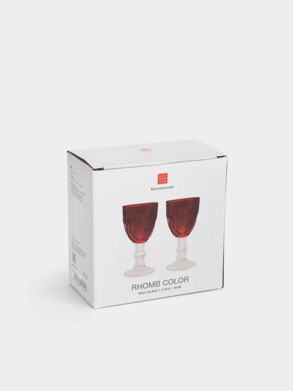 Рюмка, 50 мл, 2 шт, стекло Р, красная, Rhomb color, image-4
