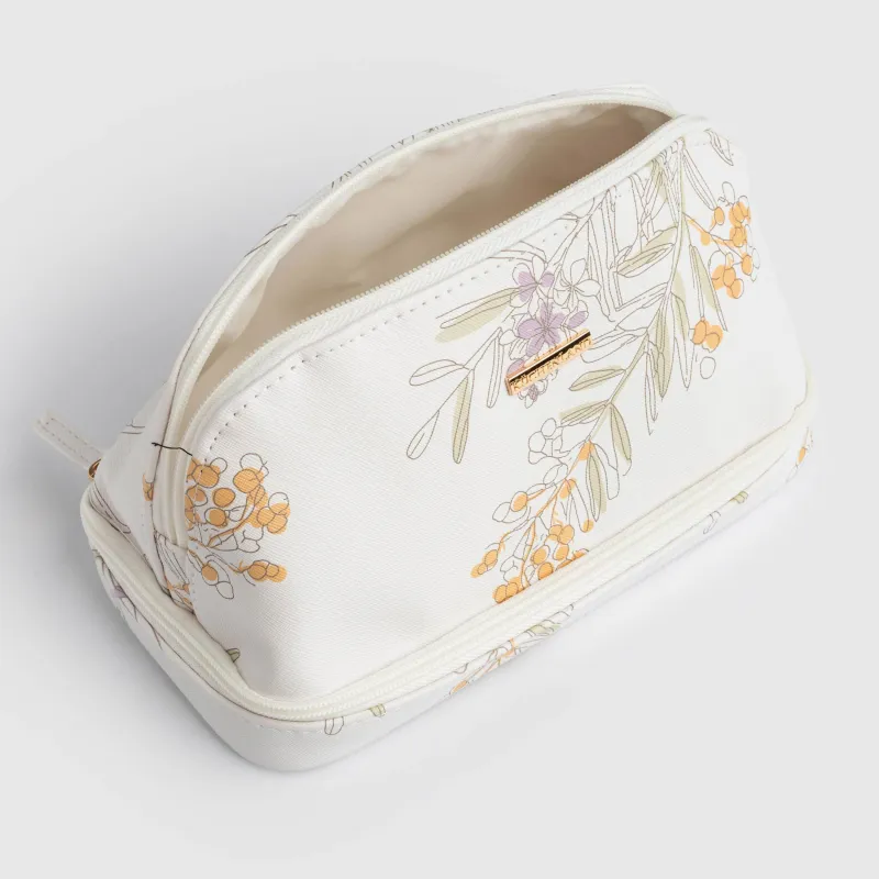 Косметичка, 24х13 см, с нижним отделением, полиуретан, белая, Мимоза, Isadora, image-4