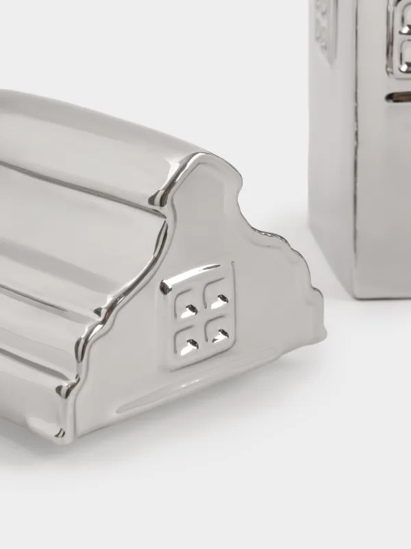 Емкость для хранения, 11х20 см, 810 мл, керамика, серебристая, Дом, House shape, image-5