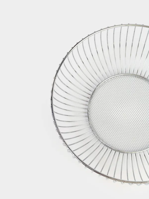 Корзина для фруктов, 25 см, металл, серебристая, Twist silver, image-1