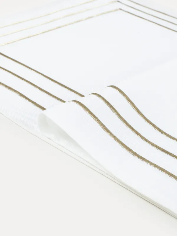 Дорожка настольная, 40х160 см, полиэстер, белая, Линии, Trim gold, image-1