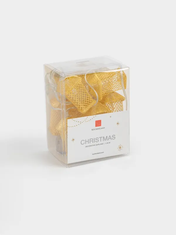 Гирлянда декоративная, 1,35 м, с подсветкой, 10 ламп, металл/пластик, белая, Фонарики, Christmas, image-5