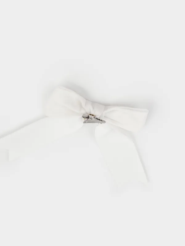 Украшение декоративное, 15х18 см, на клипсе, полиэстер, молочное, Бант, Bow velvet, image-2