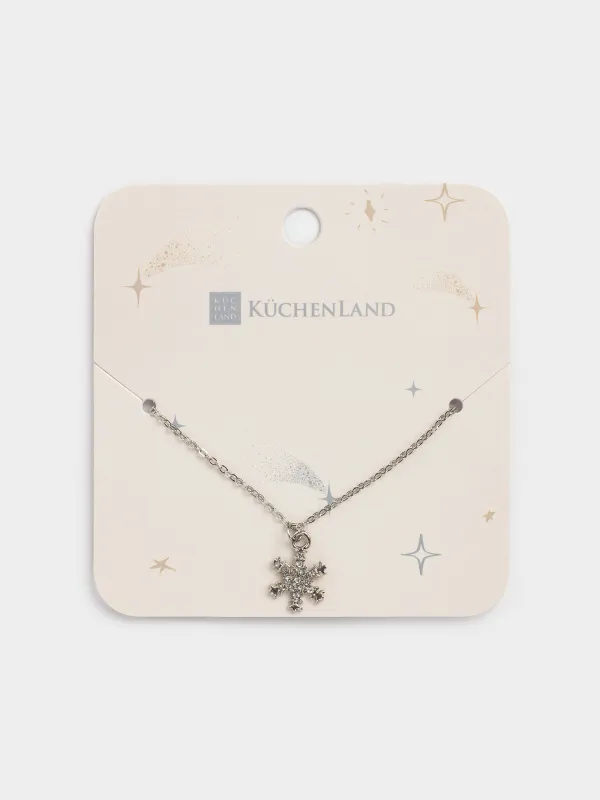 Цепочка, 46 см, с подвеской, металл, серебристая, Ажурная снежинка, Rime, image-2