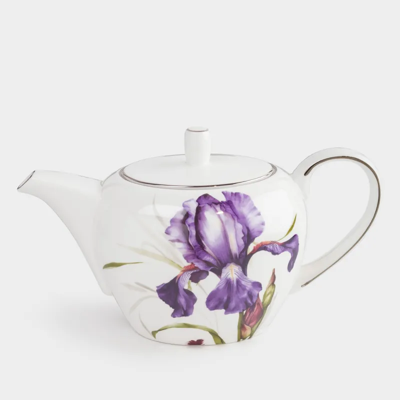 Чайник заварочный, 1,2 л, фарфор F, с серебристым кантом, Ирис, Antarctica Flowers