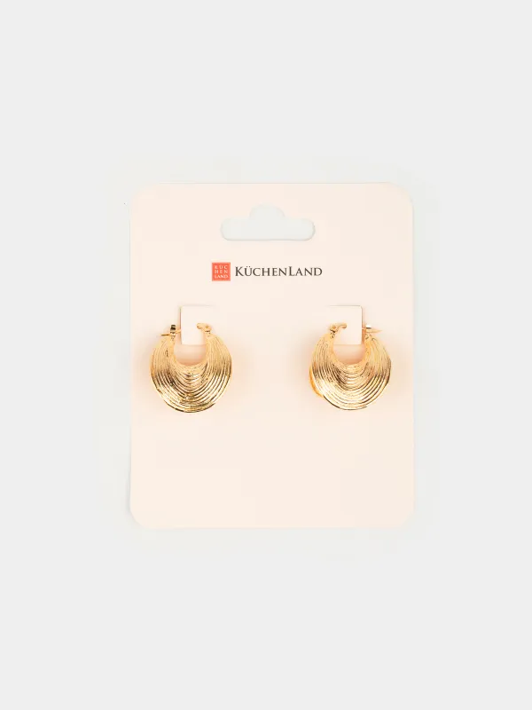 Серьги, 3 см, 2 шт, металл, золотистые, Абстракция, Jewelry, image-2