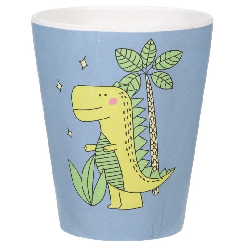 Набор посуды, детский, 1 перс, 5 пр, бамбук, желто-голубой, Динозавр, Dino, image-2
