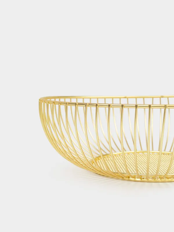 Корзина для фруктов, 25 см, металл, золотистая, Twist gold, image-1