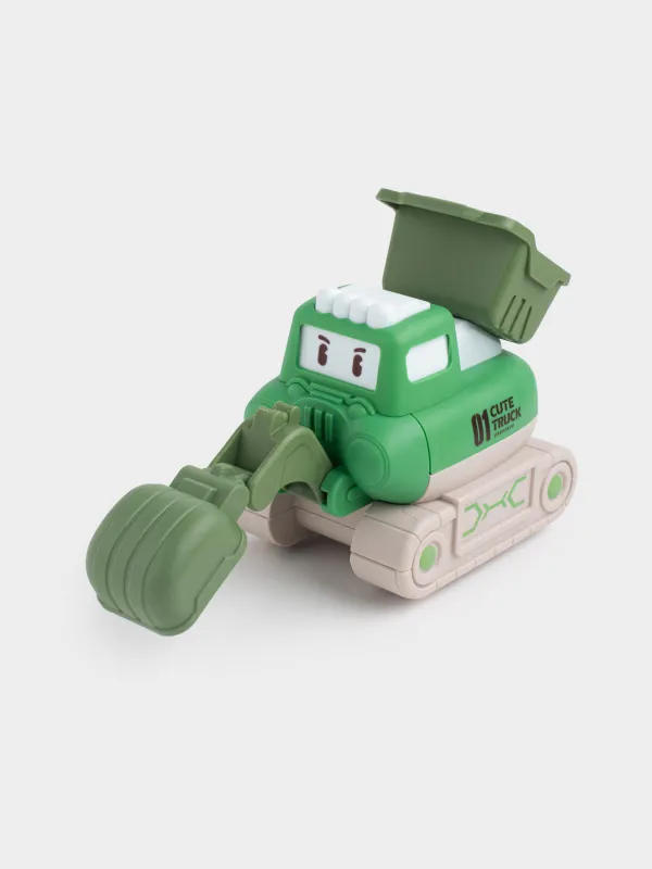 Игрушка, 14х10 см, инерционная, пластик, зеленая, Экскаватор, Traffic, image-0