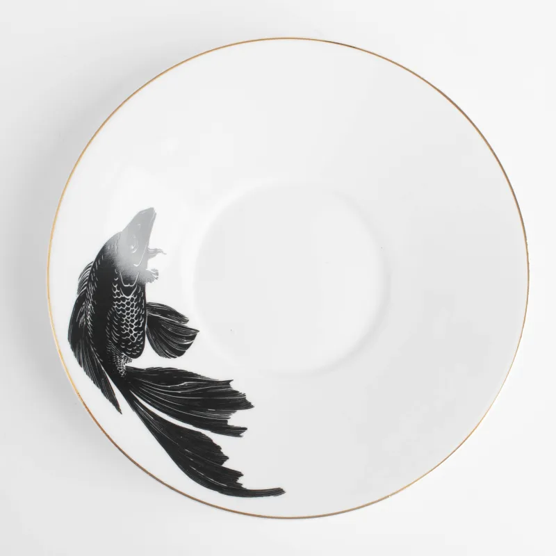 Пара чайная, 1 перс, 2 пр, 230 мл, фарфор P, бело-золотистая, Рыбка, Goldfish, image-4