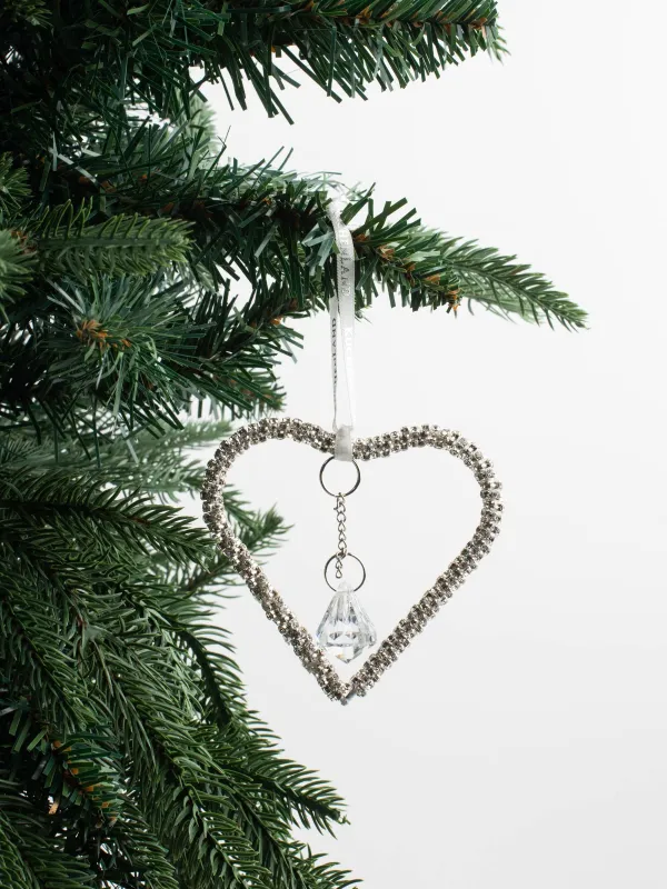 Игрушка елочная, 8 см, акрил/металл, серебристая, Сердце с кристаллом, Ice crystal, image-2