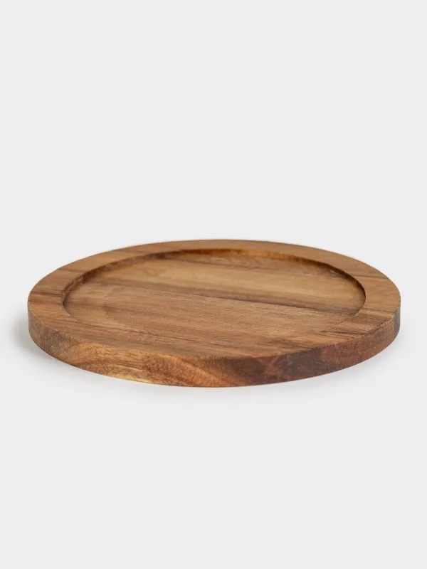 Салатник, 18х6 см, 890 мл, на подставке, керамика/дерево, молочный, Мятый эффект, Crumple kitchen, image-4