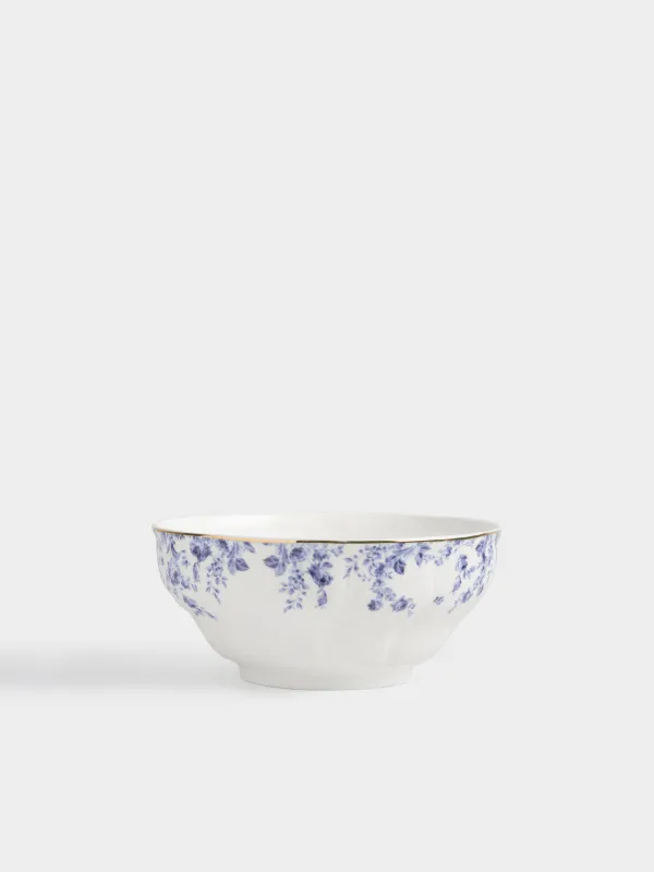 Салатник, 16x7 см, 720 мл, фарфор F, белый, с золотистым кантом, Цветы гжель, Tradition Easter, image-0