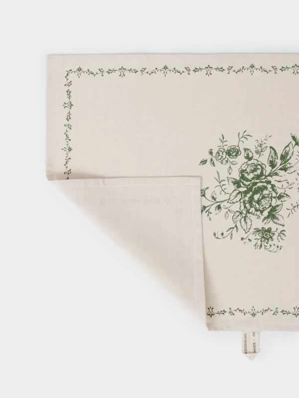 Полотенце кухонное, 40х60 см, хлопок, бежевое, Зеленые цветы, Green lace, image-5