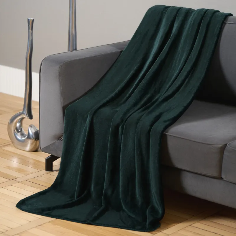 Плед, 140х190 см, фланель, зеленый, Flannel