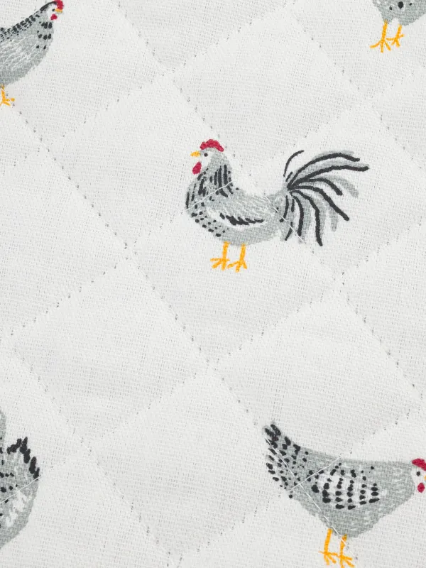 Прихватка-варежка, 17x33 см, хлопок, белая, Курочки, Poultry, image-3