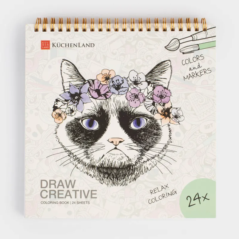 Альбом для раскрашивания, 21х21 см, 24 листа, на кольцах, Романтика, Draw creative