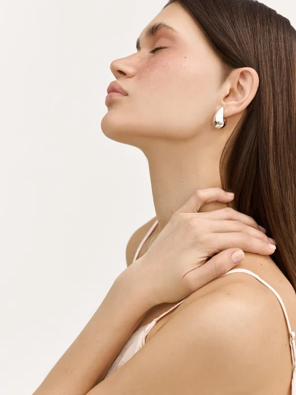 Серьги-пусеты, 2 см, 2 шт, CCB пластик, серебристые, Jewelry, image-6