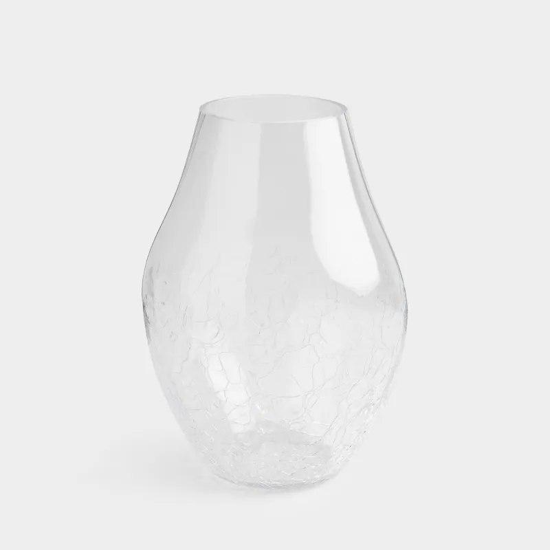 Ваза для цветов, 25 см, стекло, Кракелюр, Ice
