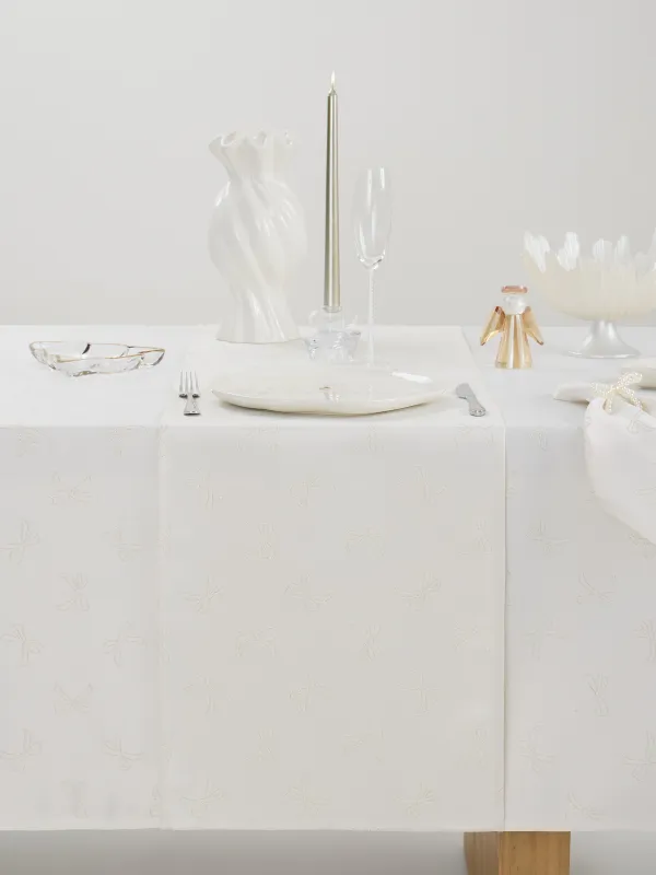 Дорожка настольная, 40х160 см, жаккард, полиэстер, молочная, Банты, Jacquard bow, image-2