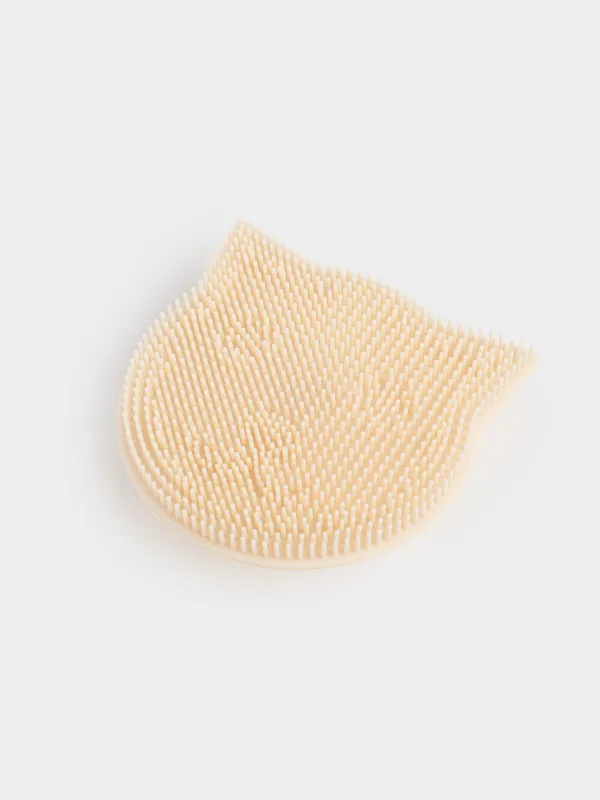 Щетка для очищения лица, 6 см, массажная, на присоске, силикон, бежевая, Кот, Manny, image-1