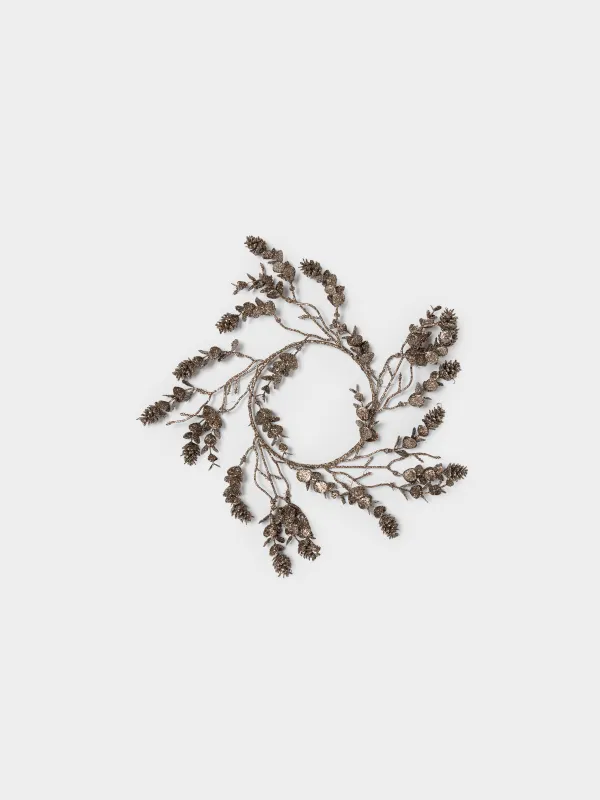 Венок рождественский, 40 см, Шишки, Bronze decor, image-0