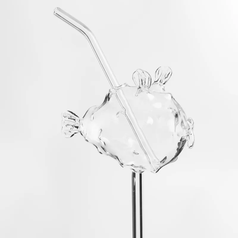 Бокал, 210 мл, с трубочкой, стекло, Рыба фугу, Deep sea decor, image-1