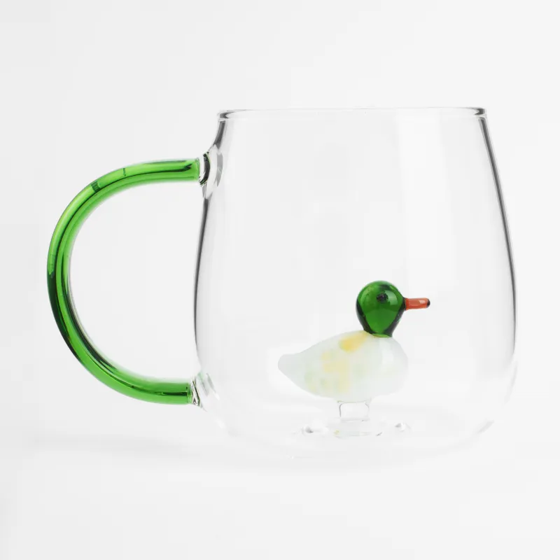 Кружка, 400 мл, стекло Б, зеленая ручка, Утка, Shape, image-1
