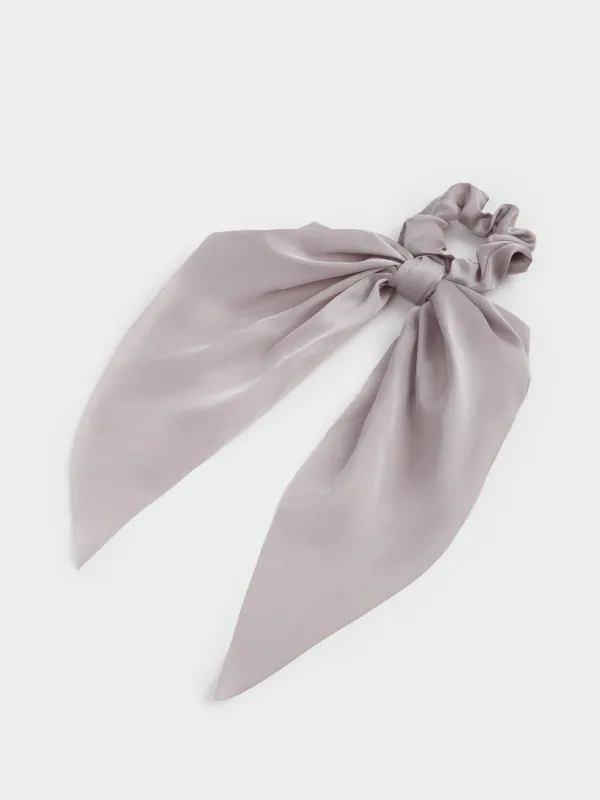 Резинка для волос, 25 см, с лентой, сатин, серая, Silk, image-3