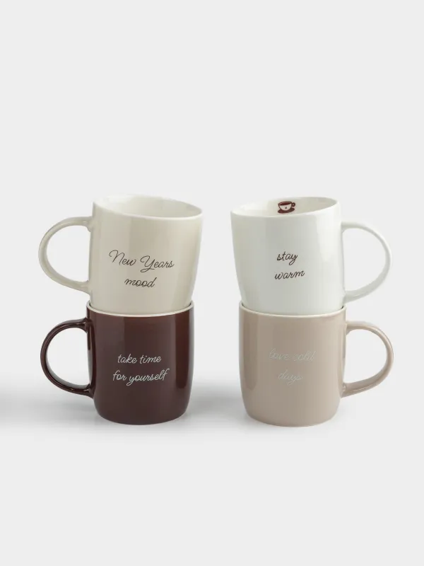 Кружка, 360 мл, 4 шт, фарфор N, Зимний микс, Magic moments, image-0